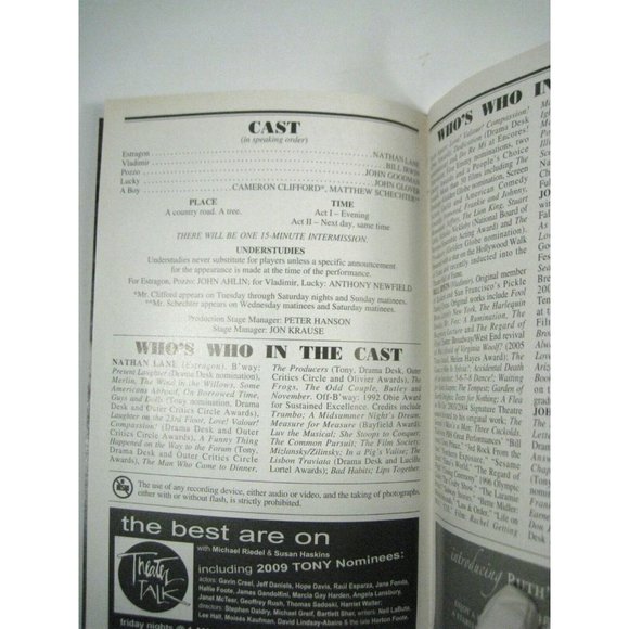 Waiting for Godot Playbill 2009 Theatre Ticket Bill Irwin John Glover Signed - Picture 8 of 9